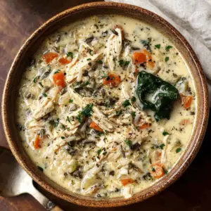 Creamy Shredded Chicken and Wild Rice soup