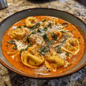 Creamy Tomato and Cheese Tortellini Skillet soup