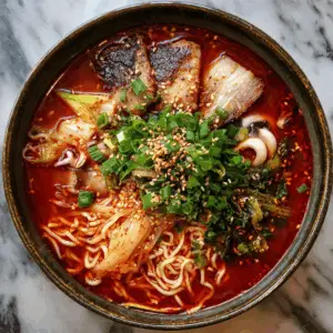 Fiery Pork and Squid Jjamppong with Napa cabbage