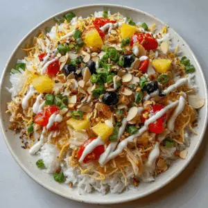 Hawaiian Chinese Haystacks with Coconut sauce