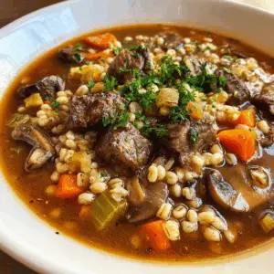 Hearty Beef Barley Soup Slow cooked