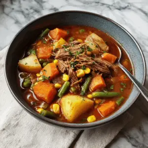 Hearty Crockpot Vegetable Beef Soup with Chuck roast