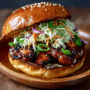 Korean BBQ Chicken Sandwich with Cabbage slaw