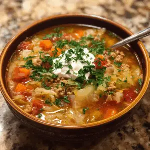 Low Carb Crockpot Cabbage Soup with Ground Turkey