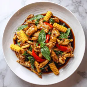 Thai Basil Chicken with Baby Corn and Bamboo shoots