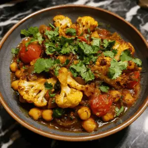 Vegan Chana Masala with Roasted cauliflower