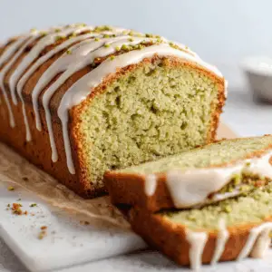 Vegan Matcha Pound Cake with White Chocolate drizzle