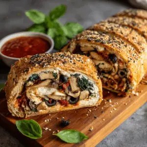 Vegan Stromboli with Tofu Ricotta and basil