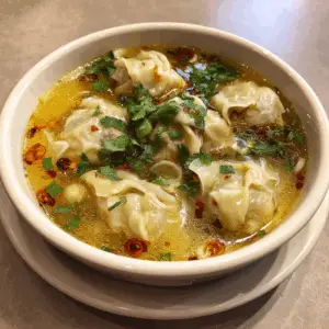 Wonton Style Chicken Dumplings in Broth
