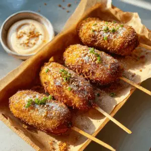 Air Fried Korean Corn Dogs with Vegan Dipping sauce