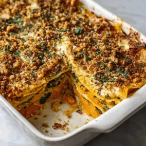 Butternut Squash Vegan Lasagna with Walnut Crumble top