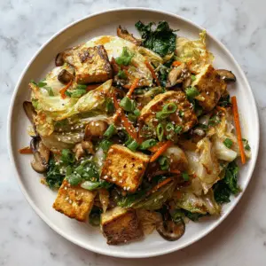 Chinese Cabbage Stir Fry with Mushrooms and tofu