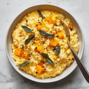 Creamy Vegan Kabocha Squash Risotto with Sage and White wine
