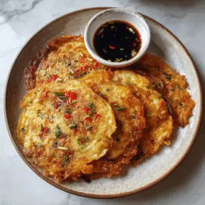Crispy Potato Korean Pancake (Gamjajeon) with Chili flakes