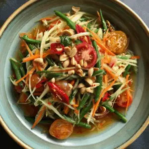 Crunchy Thai Green Papaya Salad with Carrot and Long beans