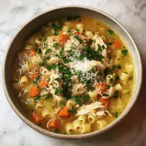 Italian Chicken Soup with Pasta and parmesan