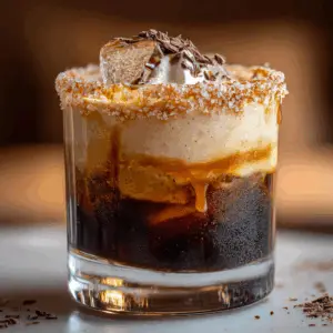 Layered Salted Caramel White Russian with espresso