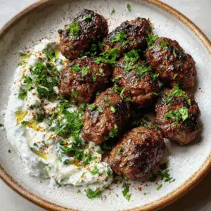 Lebanese Kofta Meatballs with Cucumber Mint sauce