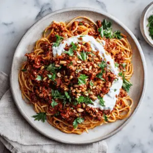Lebanese Spiced Pasta with Lamb and Onion Tomato sauce