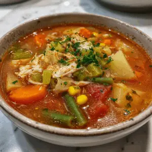 Light Maryland Crab Soup with Cabbage and Green pepper