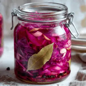 Russian Pickled Cabbage with Beets and garlic