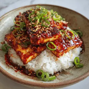 Seared Tofu Vegan Bulgogi with Gochujang marinade