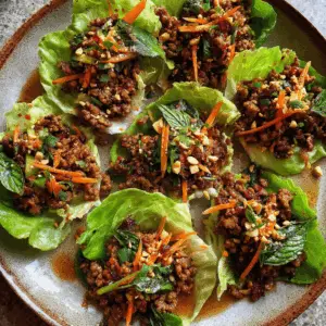 Spicy Thai Basil Pork Lettuce wraps