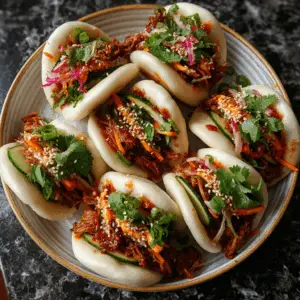 Steamed Korean Bao Buns with Spicy Gochujang pork
