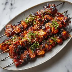 Sweet & Sticky Korean Chicken BBQ skewers
