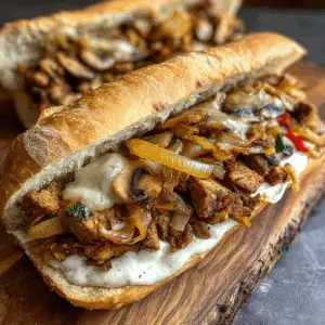 Tempeh Vegan Cheesesteak with Caramelized Onions and Dijon mayo