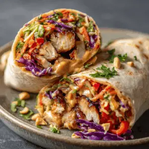 Thai Chicken Wrap with Crunchy Asian slaw