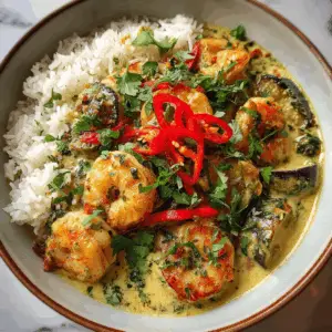 Thai Green Chili Shrimp Curry with eggplant