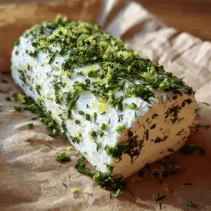 Vegan Goat Cheese with Fresh Dill and Chive coating