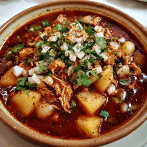 Vegan Menudo Rojo with Potatoes and hominy