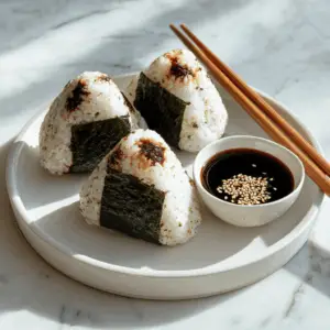 Vegan Onigiri with Umeboshi and Nori wrapping