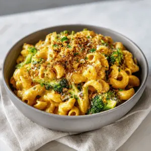 Vegan Truffle Mac and Cheese with broccoli