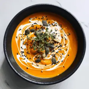 Witches Brew Carrot Soup with Swirl of Coconut cream
