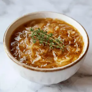 Caramelized Vegan Onion Soup with Thyme and wine