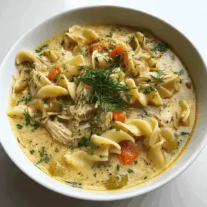 Chicken and Pickle Soup with Egg noodles
