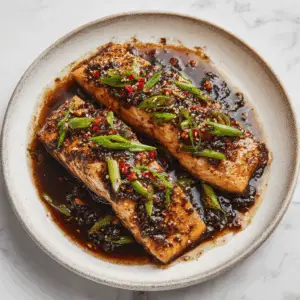 Chinese Black Bean Sauce Salmon with Green onions