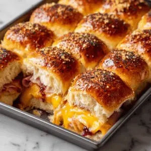 Cranberry Glazed Ham and Cheese sliders