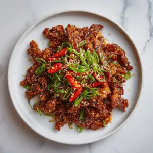 Crispy Shredded Chili Beef in Sticky Garlic sauce