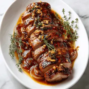 Crockpot Maple Glazed Pork Tenderloin with Garlic and thyme