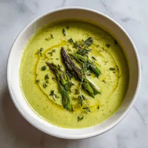 Dairy Free Cream of Asparagus Soup with Leeks and Thyme