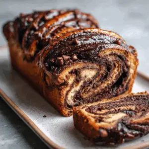Decadent Double Chocolate Vegan Babka Loaf with Almond Butter filling