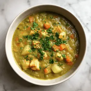 Dutch Oven Split Pea Soup with Smoked tofu
