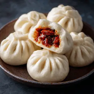 Fluffy Chinese Steamed Char Siu Bao with Sweet Pork filling