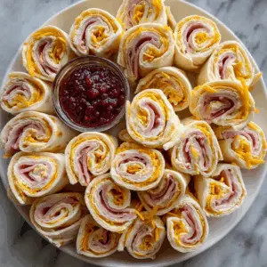 Ham and Cheese Pinwheels with Cranberry Mustard dip