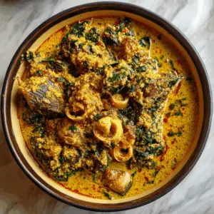 Hearty Nigerian Egusi with Beef and periwinkles