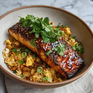 Korean Miso Glazed Salmon with Kimchi Fried rice